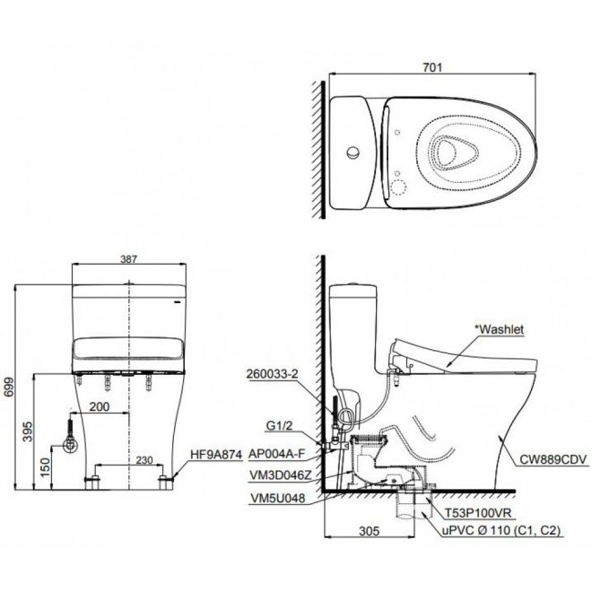 Bồn Cầu Điện Tử TOTO CS986CGW12 Nắp Rửa Washlet