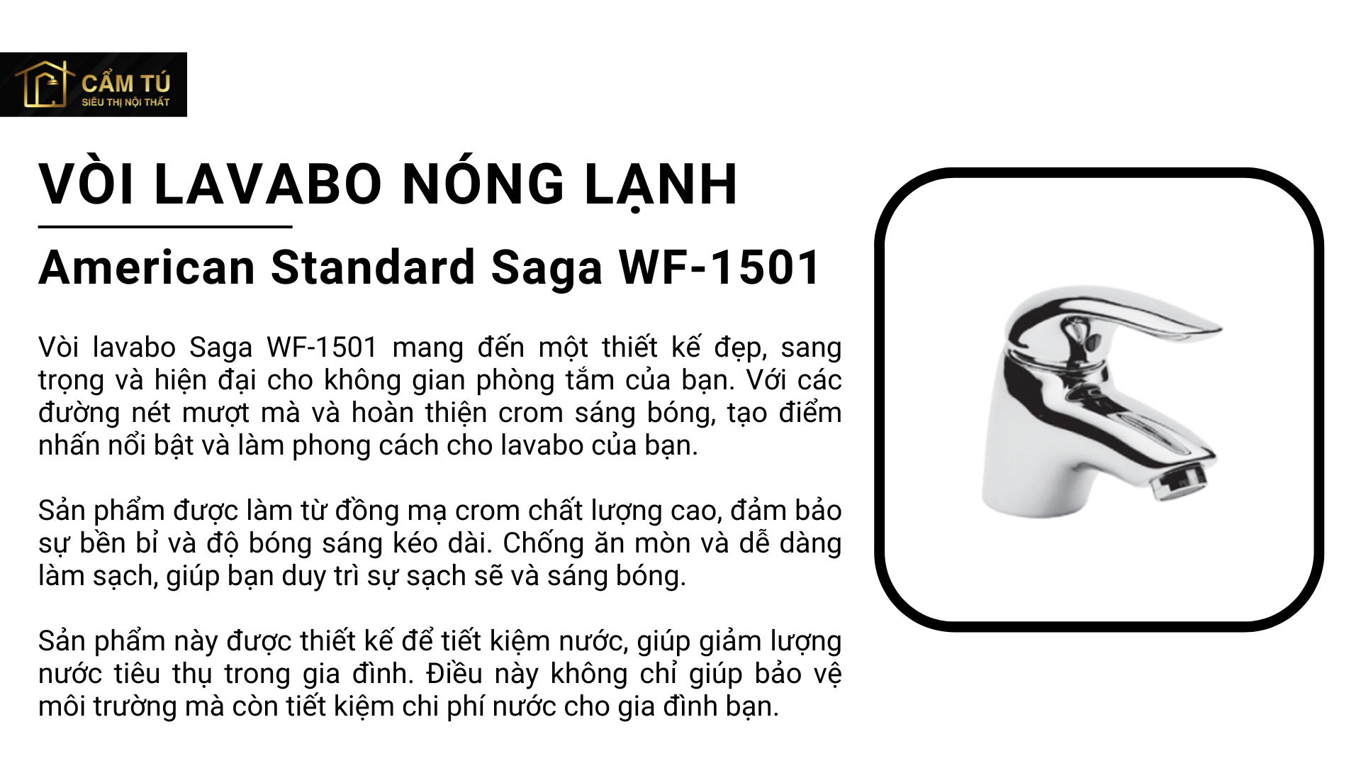 Vòi Lavabo Nóng Lạnh American Standard WF-1501 Saga