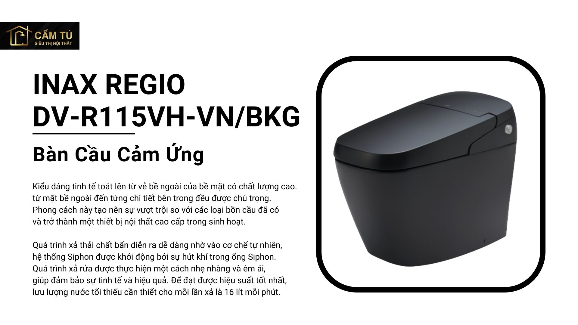 Bàn Cầu Cảm Ứng ỨNG INAX REGIO DV-R115VH-VN/BKG (DVR115VHVN)