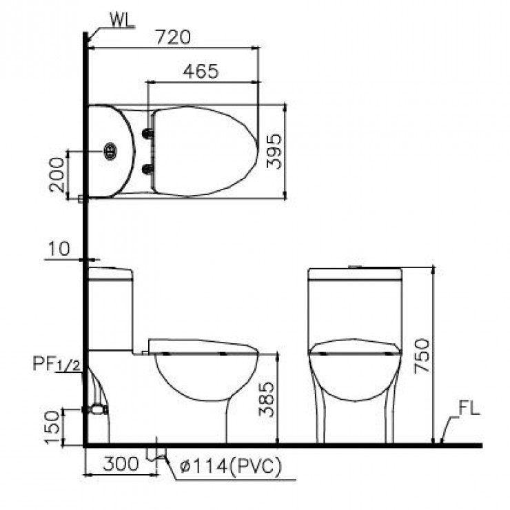 Bàn Cầu Nắp Rửa Cơ Caesar CD1349/TAF050 2 Khối