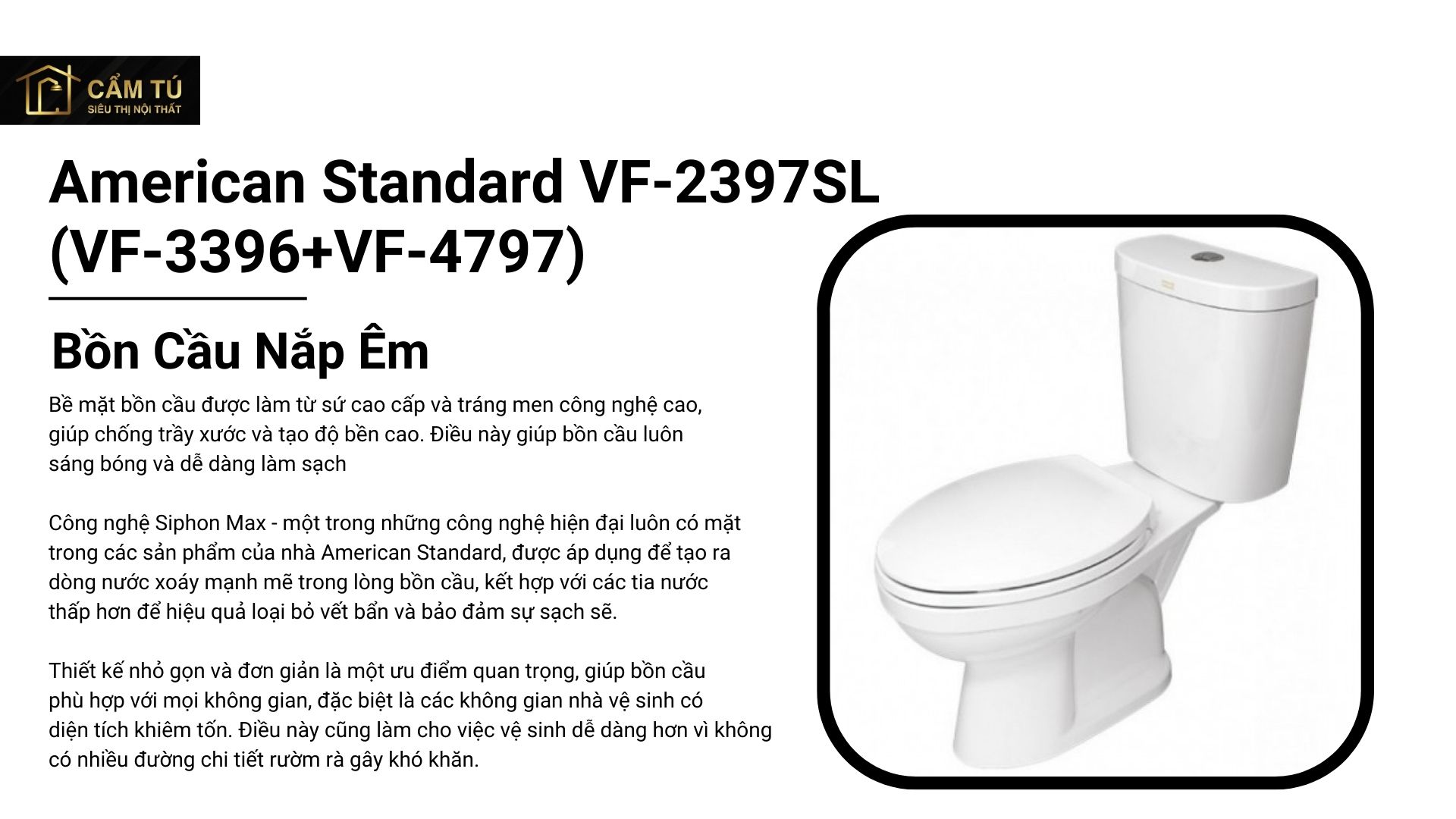 Bồn Cầu American Standard VF-2397SL (VF-3396+VF-4797) Nắp Êm