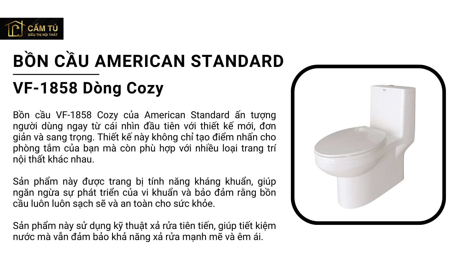 Bồn Cầu American Standard VF-1858 ( VF1858) Dòng Cozy