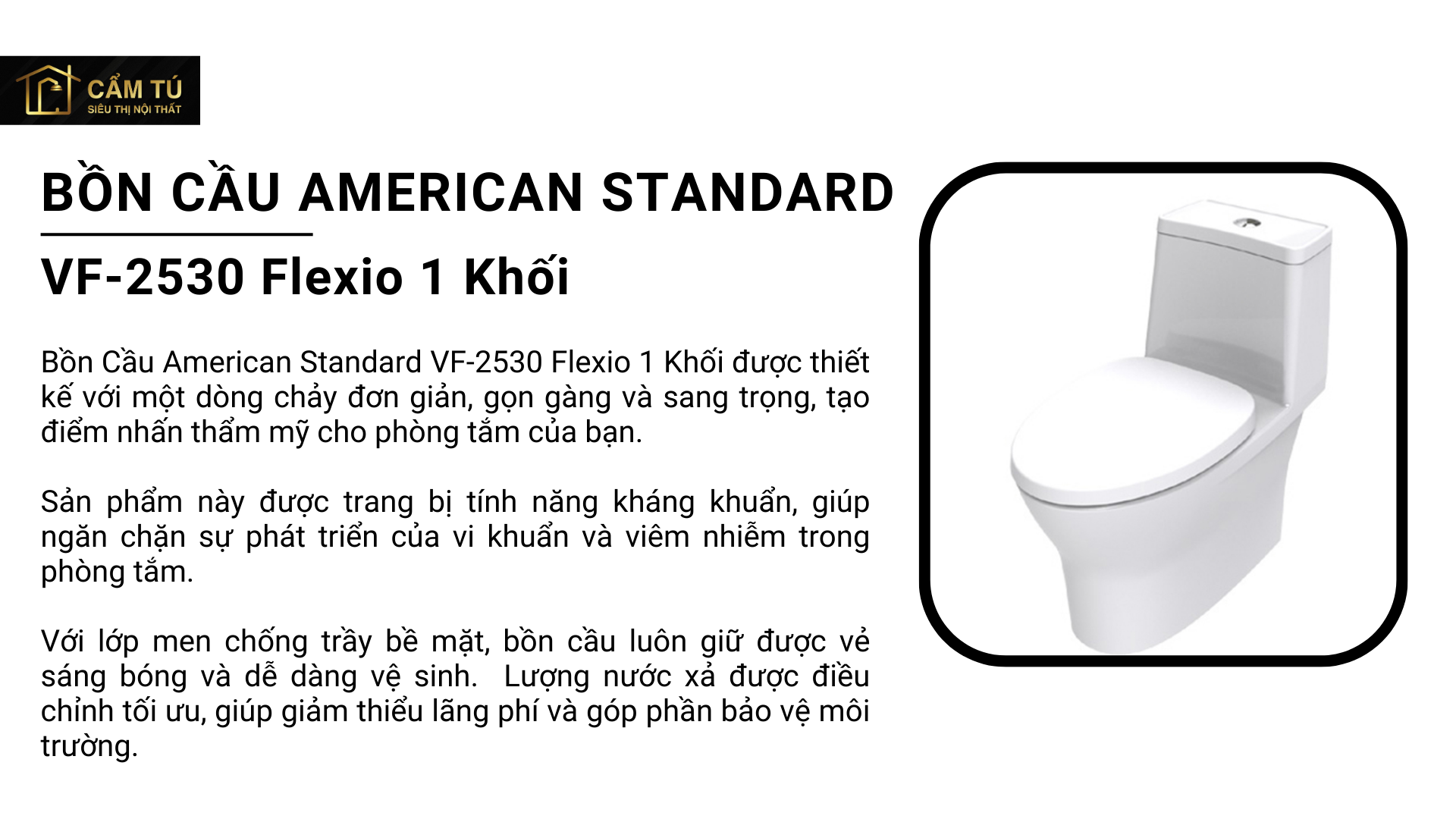 Bồn Cầu American Standard VF-2530 (VF2530) Flexio 1 Khối