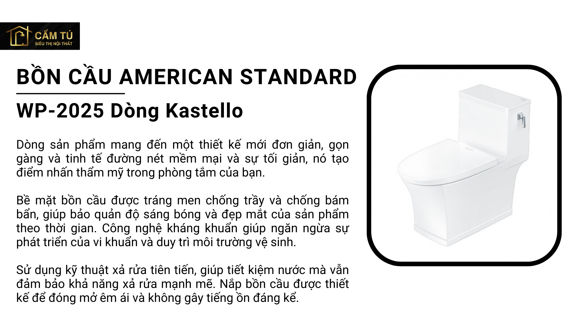 Bồn Cầu American Standard WP-2025 (WP2025) Dòng Kastello