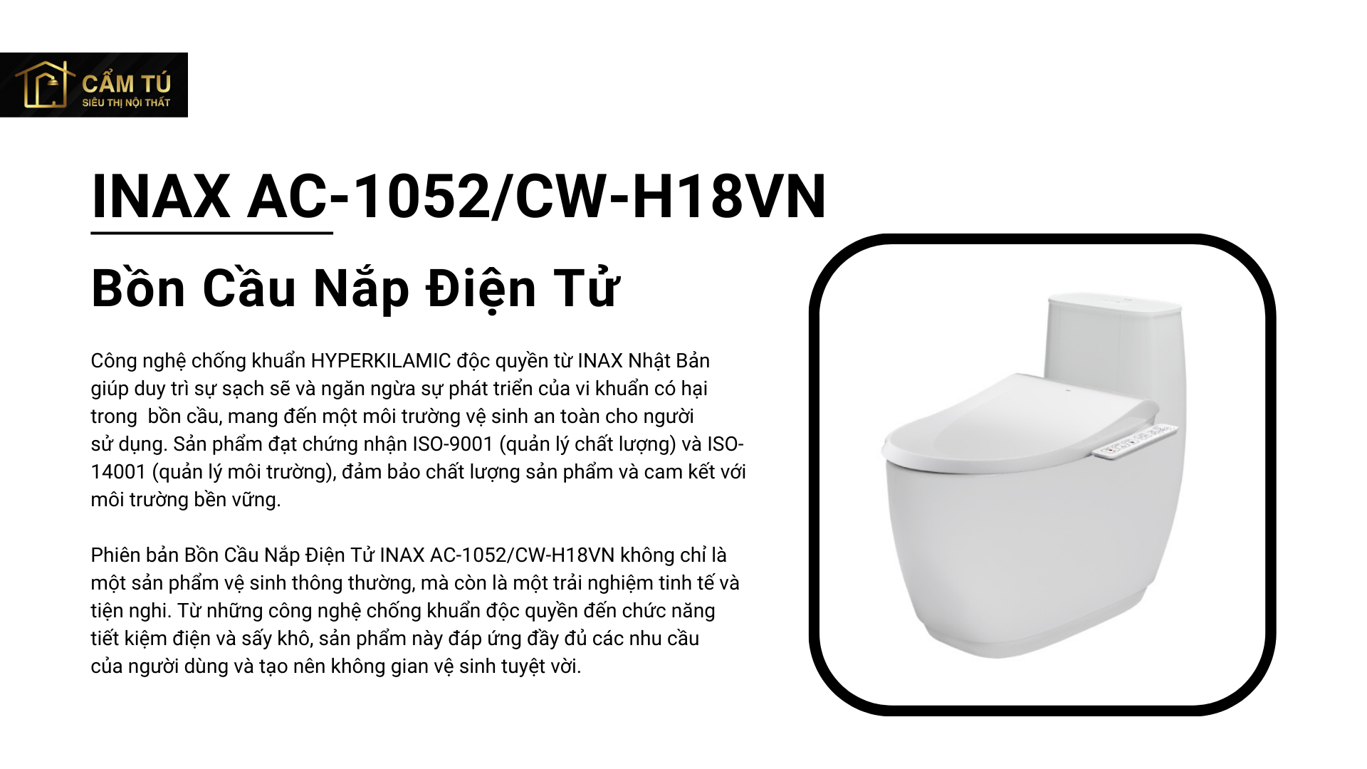 Bồn Cầu Nắp Điện Tử INAX AC-1052/CW-H18VN