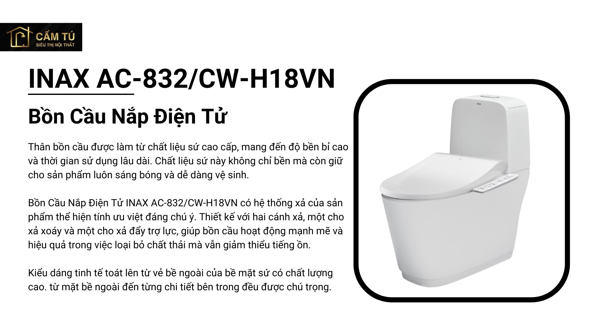 Bồn Cầu Nắp Điện Tử INAX AC-832/CW-H18VN