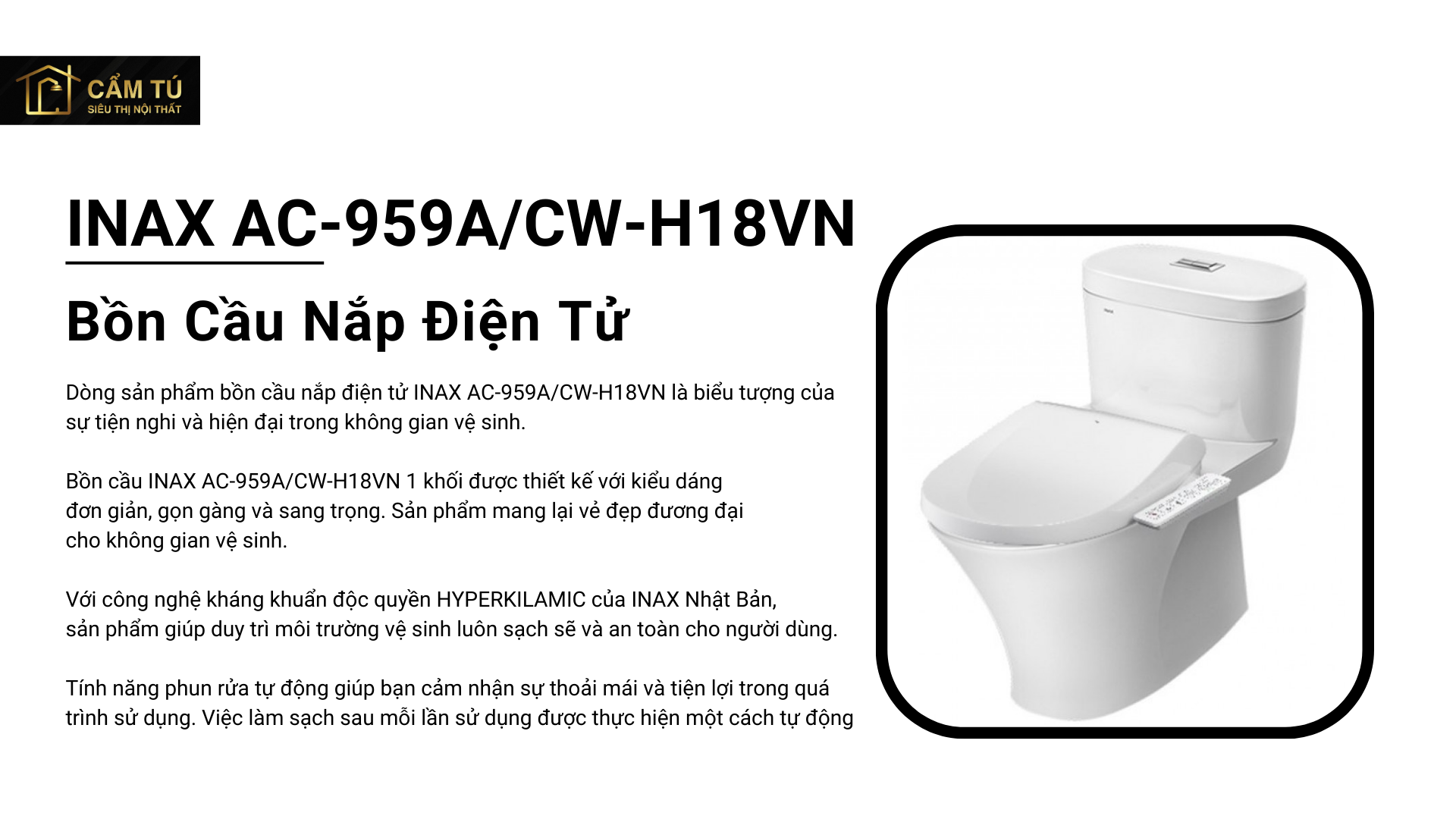 Bồn Cầu Nắp Điện Tử INAX AC-959A/CW-H18VN