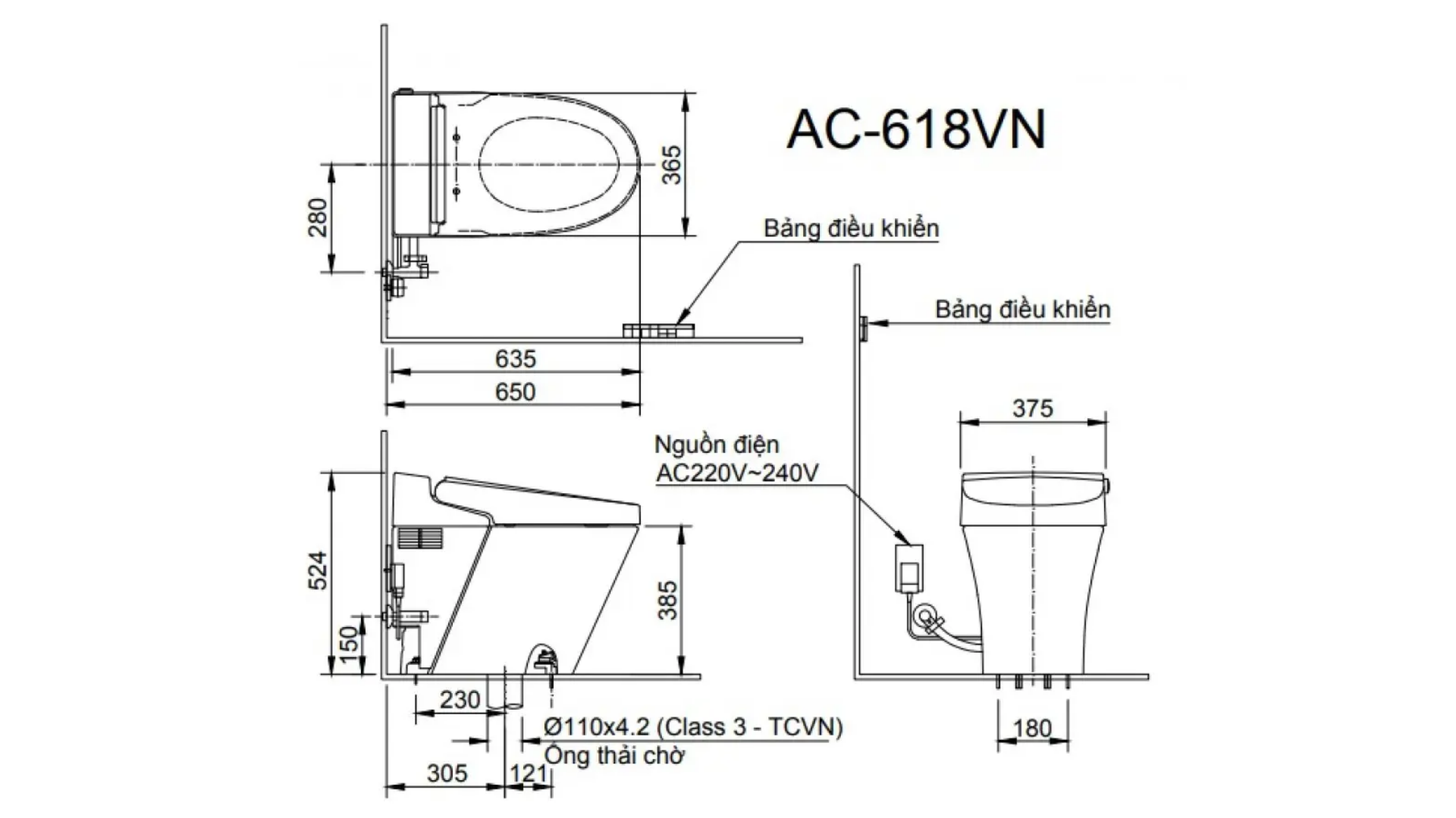 Bồn Cầu Thông Minh INAX AC-618VN (AC618VN)