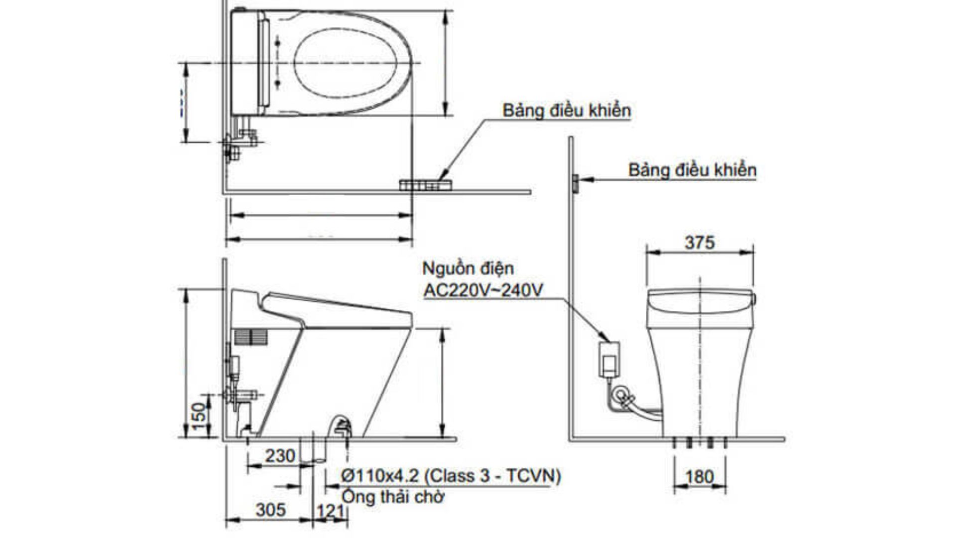 Bồn Cầu Thông Minh INAX AC-G216VN/BKG (ACG216VN) Satis Màu Đen