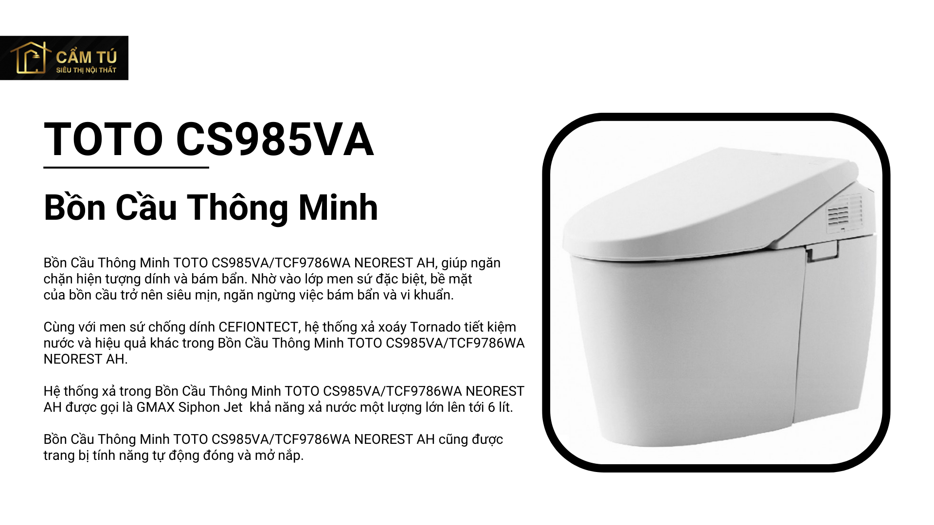 Bồn Cầu Thông Minh TOTO CS985VA/TCF9786WA NEOREST AH