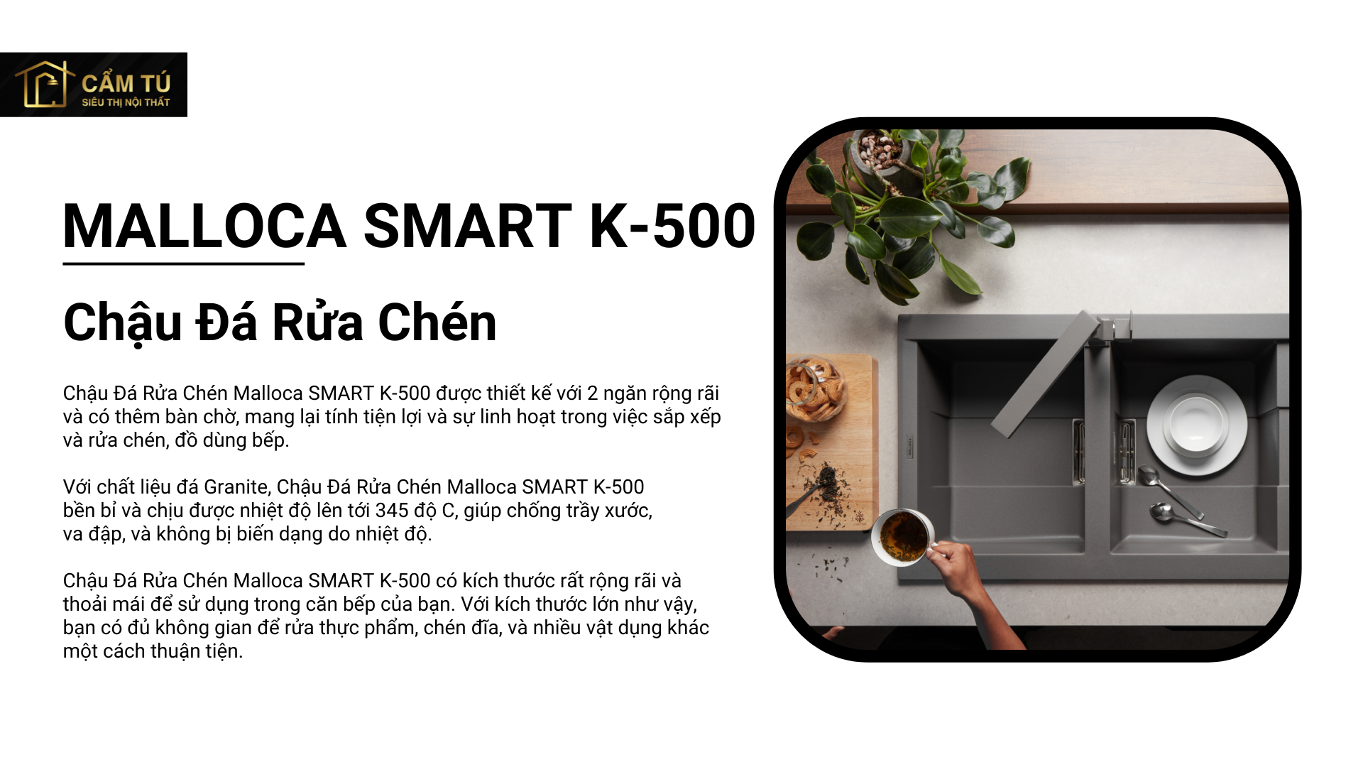 Chậu Đá Rửa Chén Malloca SMART K-500