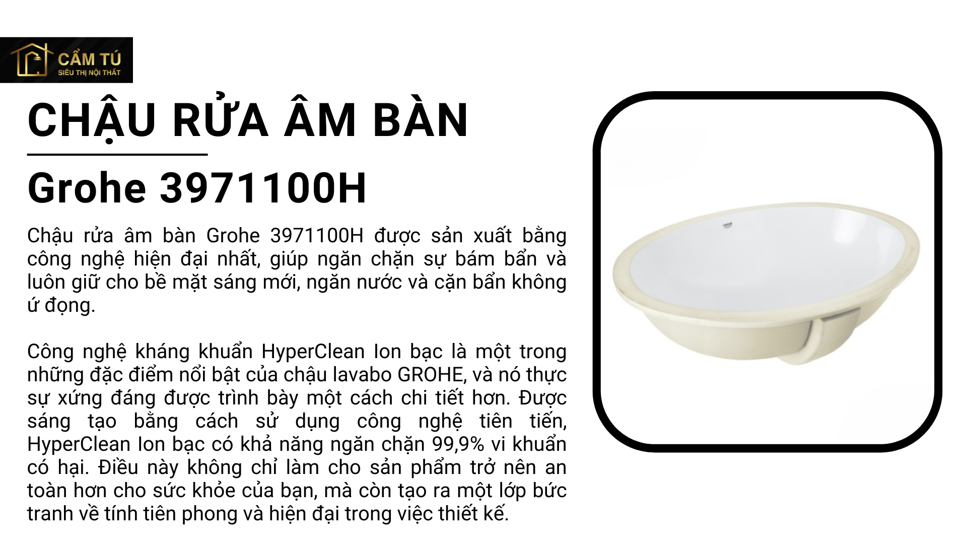 Chậu Rửa Mặt Lavabo Grohe 3971100H Eurosmart Âm Bàn