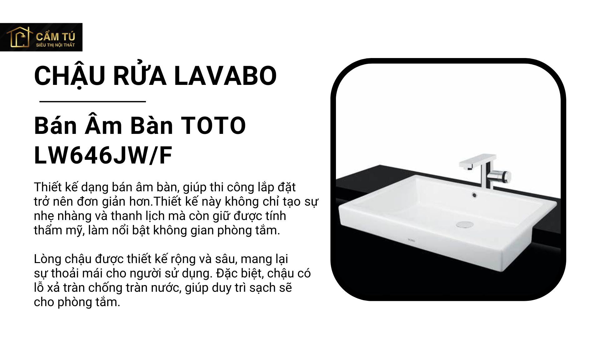 Chậu Rửa Lavabo Bán Âm Bàn TOTO LW646JW/F
