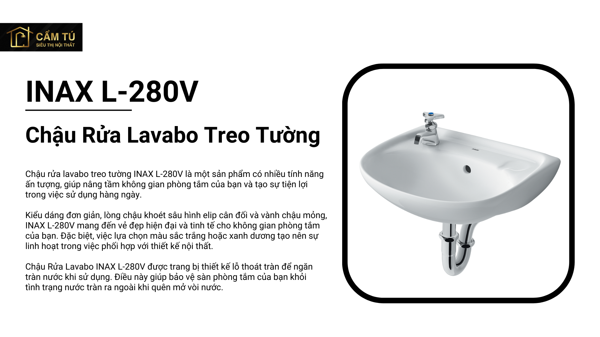 Chậu Rửa Lavabo Treo Tường INAX L-280V