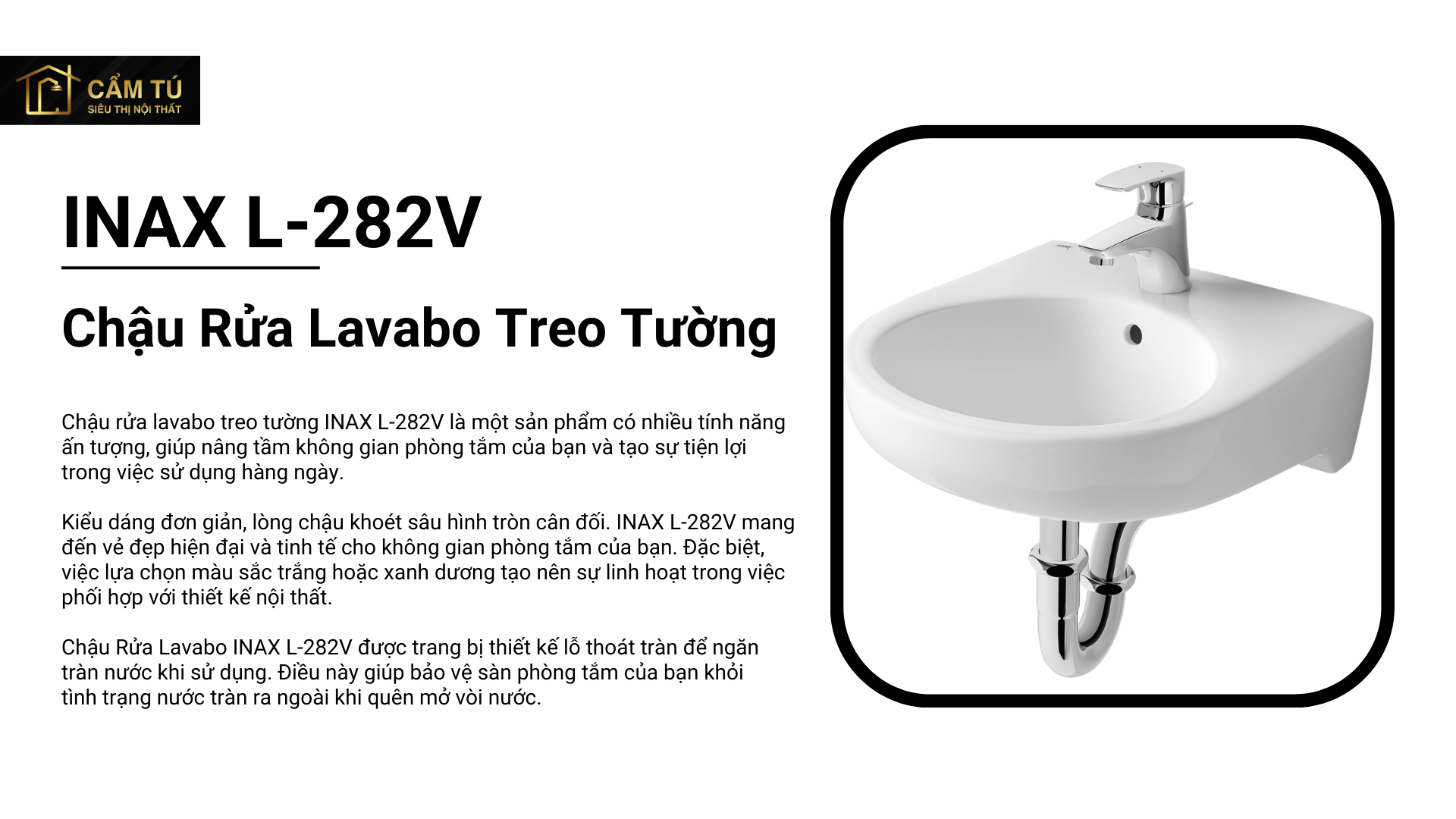 Chậu Rửa Lavabo Treo Tường INAX L-282V