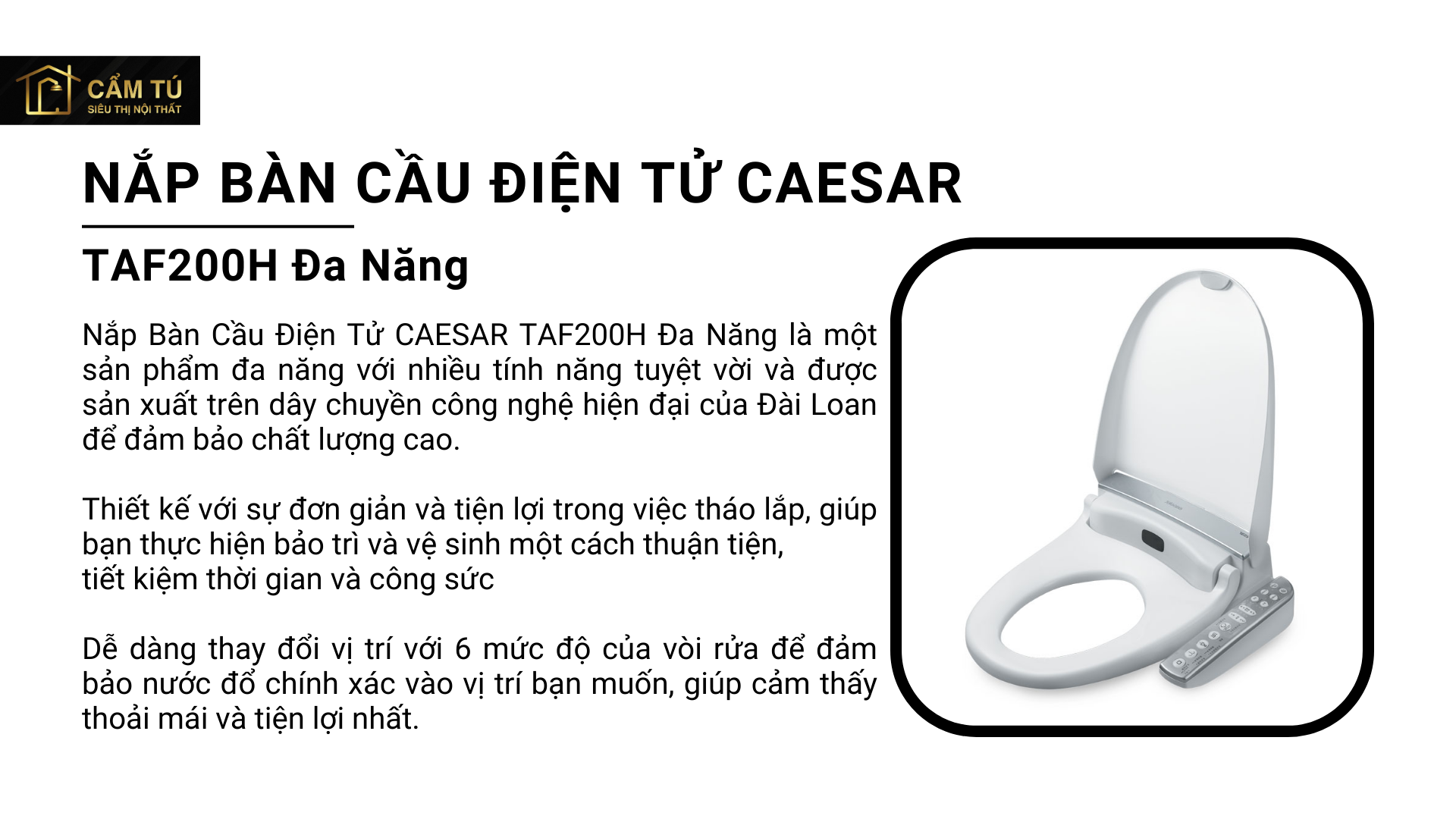 Nắp Bàn Cầu Điện Tử CAESAR TAF200H Đa Năng