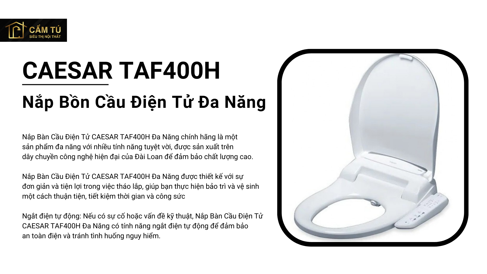 Nắp Bàn Cầu Điện Tử CAESAR TAF400H Đa Năng