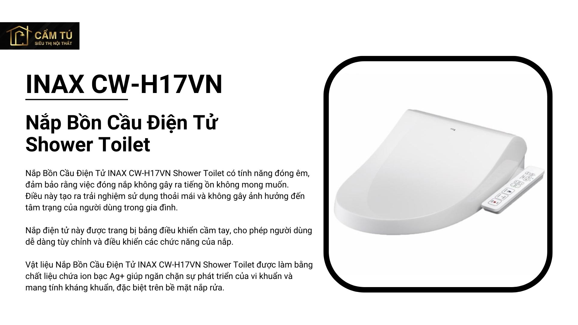 Nắp Bồn Cầu Điện Tử INAX CW-H17VN (CWH17VN) Shower Toilet