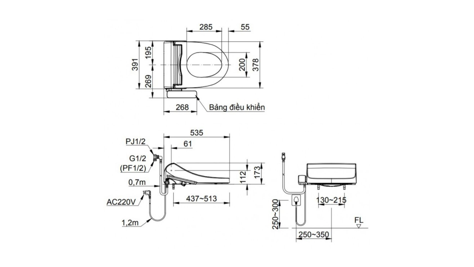 Nắp Bồn Cầu Điện Tử INAX CW-H18VN (CWH18VN) Shower Toilet