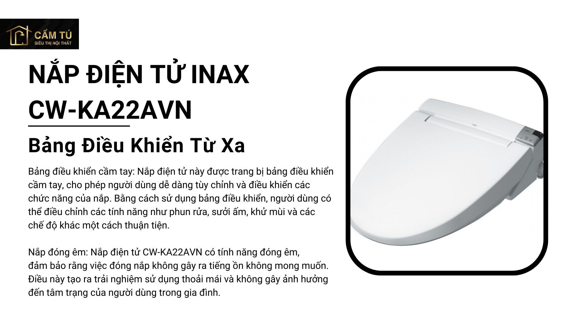 Nắp Điện Tử INAX CW-KA22AVN (CWKA22AVN) Bảng Điều Khiển Từ Xa