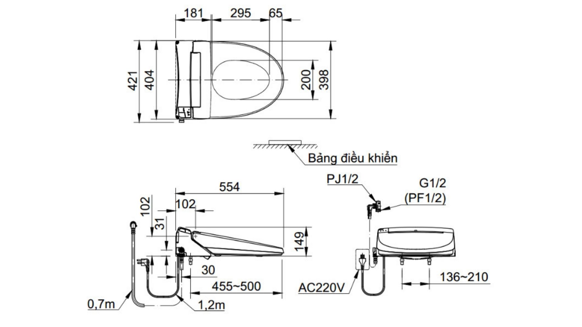 Nắp Điện Tử INAX CW-KA22AVN (CWKA22AVN) Bảng Điều Khiển Từ Xa