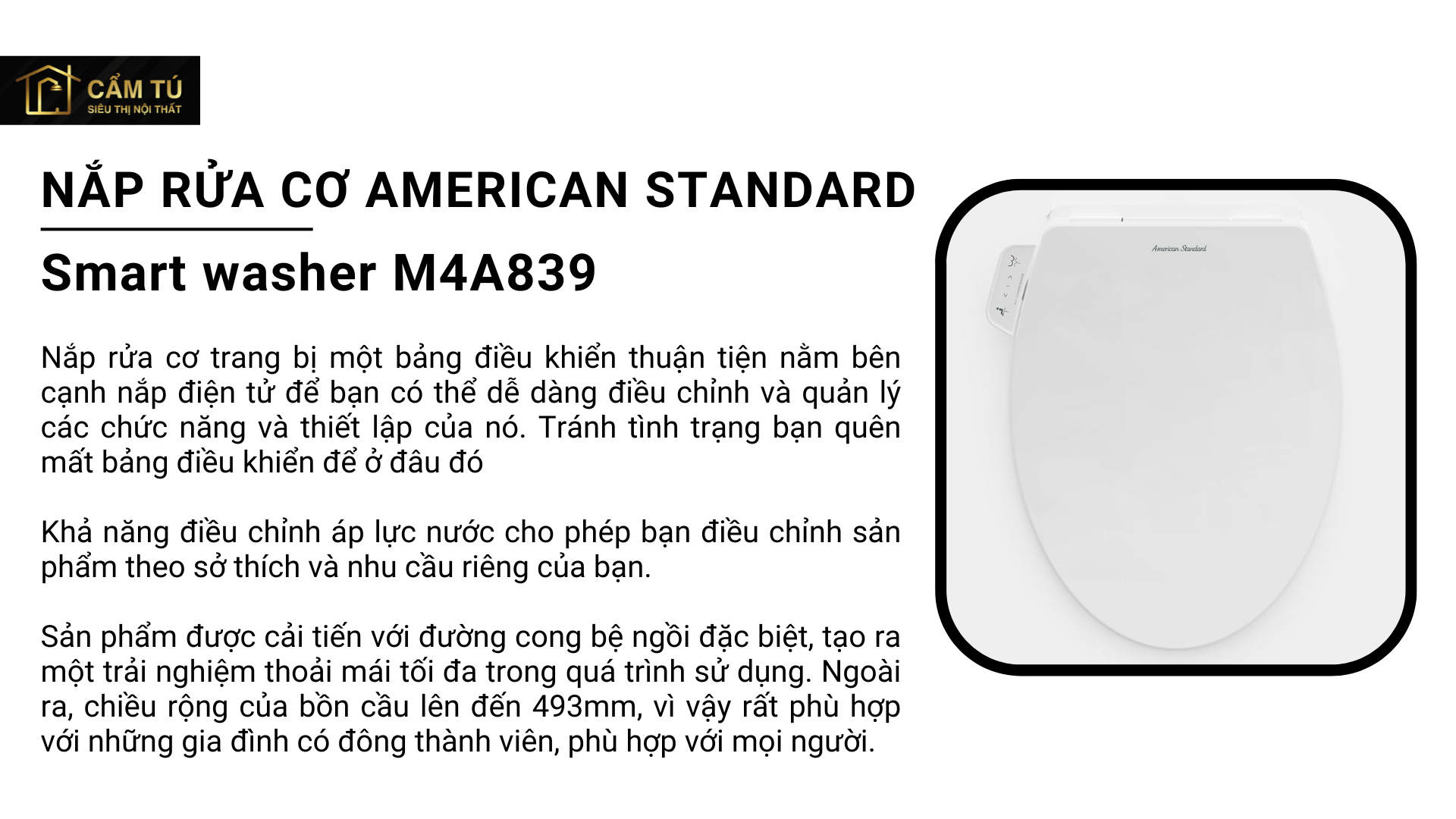 Nắp Bồn Cầu Rửa Cơ American Standard M4A839 SW
