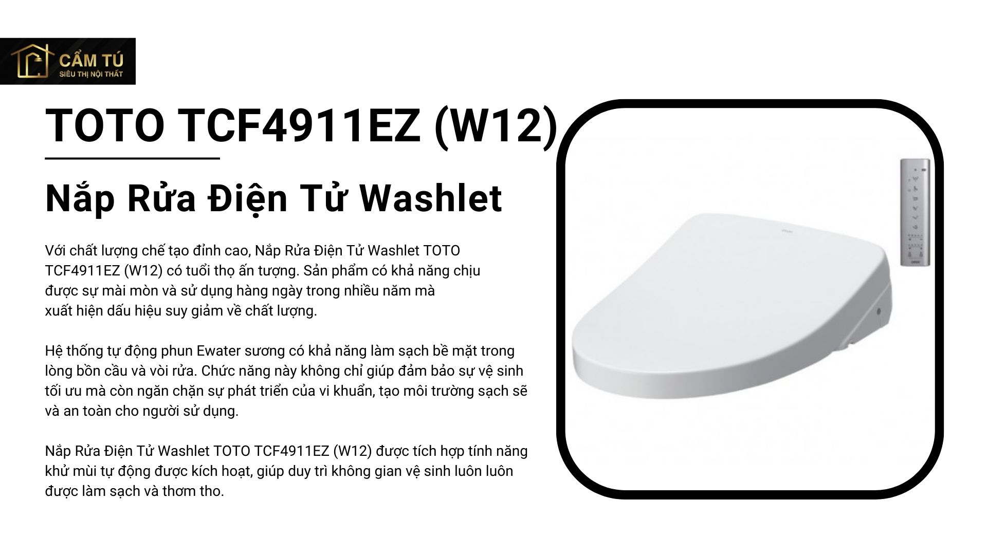 Nắp Rửa Điện Tử Washlet TOTO TCF4911EZ (W12)