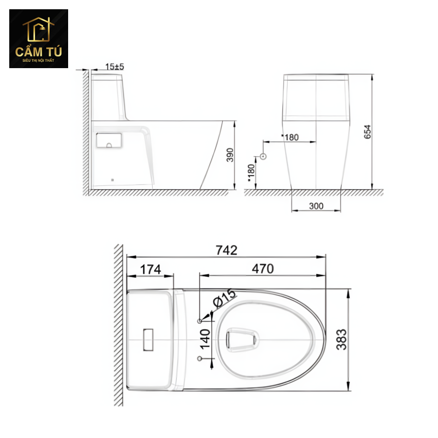 Bồn Cầu American Standard VF-1808ET (VF1808ET) Dòng Acacia Supasleek