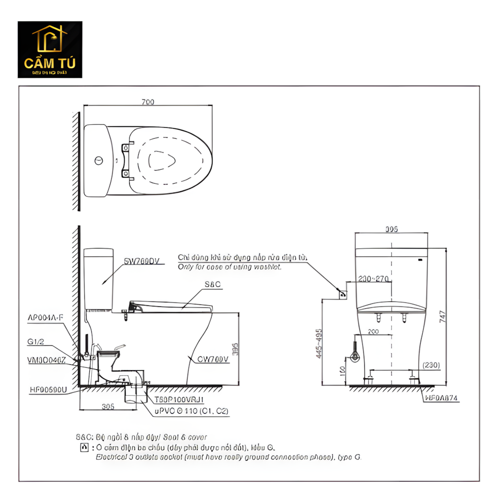 Bồn Cầu Điện Tử TOTO CS769CDRW15 Washlet