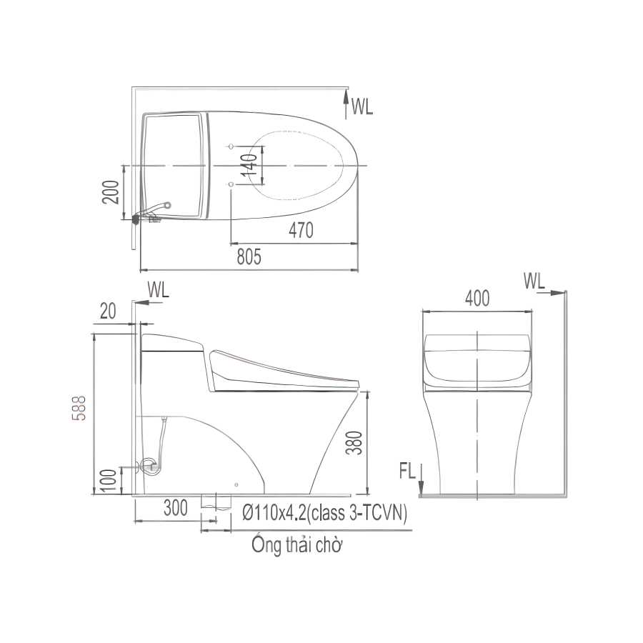 Bồn Cầu Thông Minh INAX AC-1017R/CW-KA22AVN