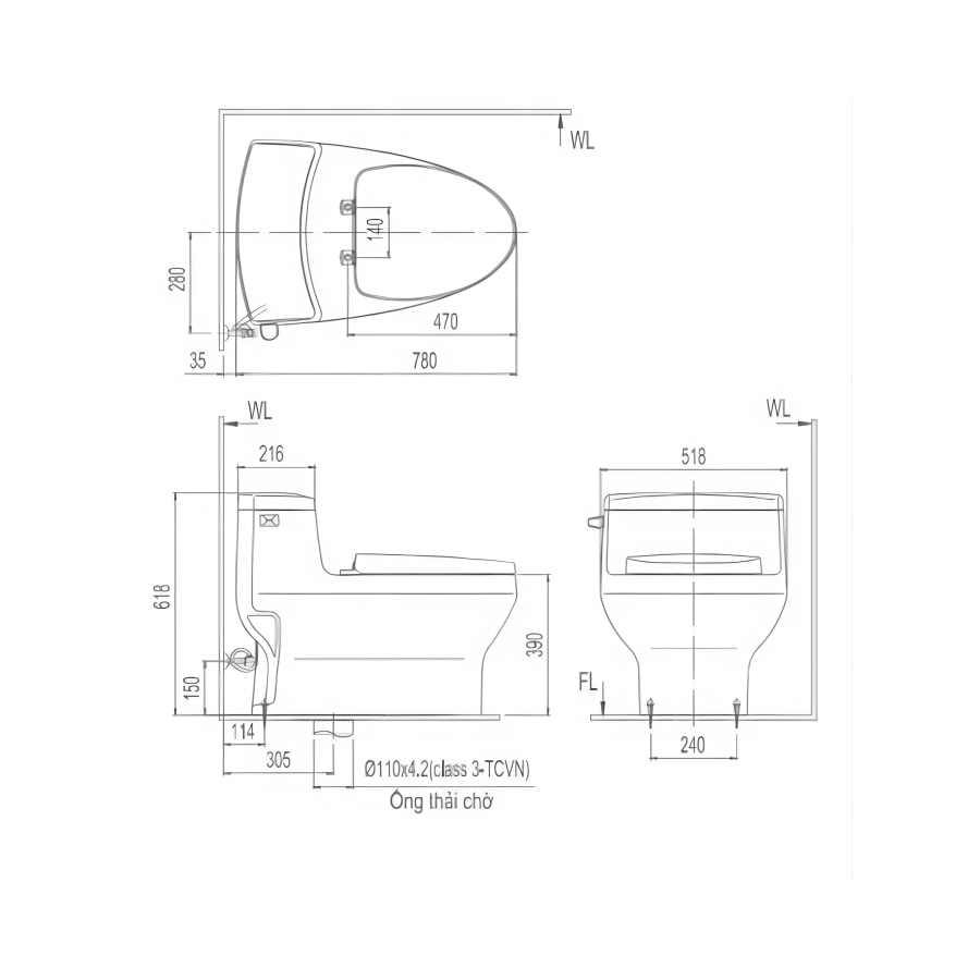 Bồn Cầu Nắp Điện Tử INAX AC-4005/CW-KB22AVN