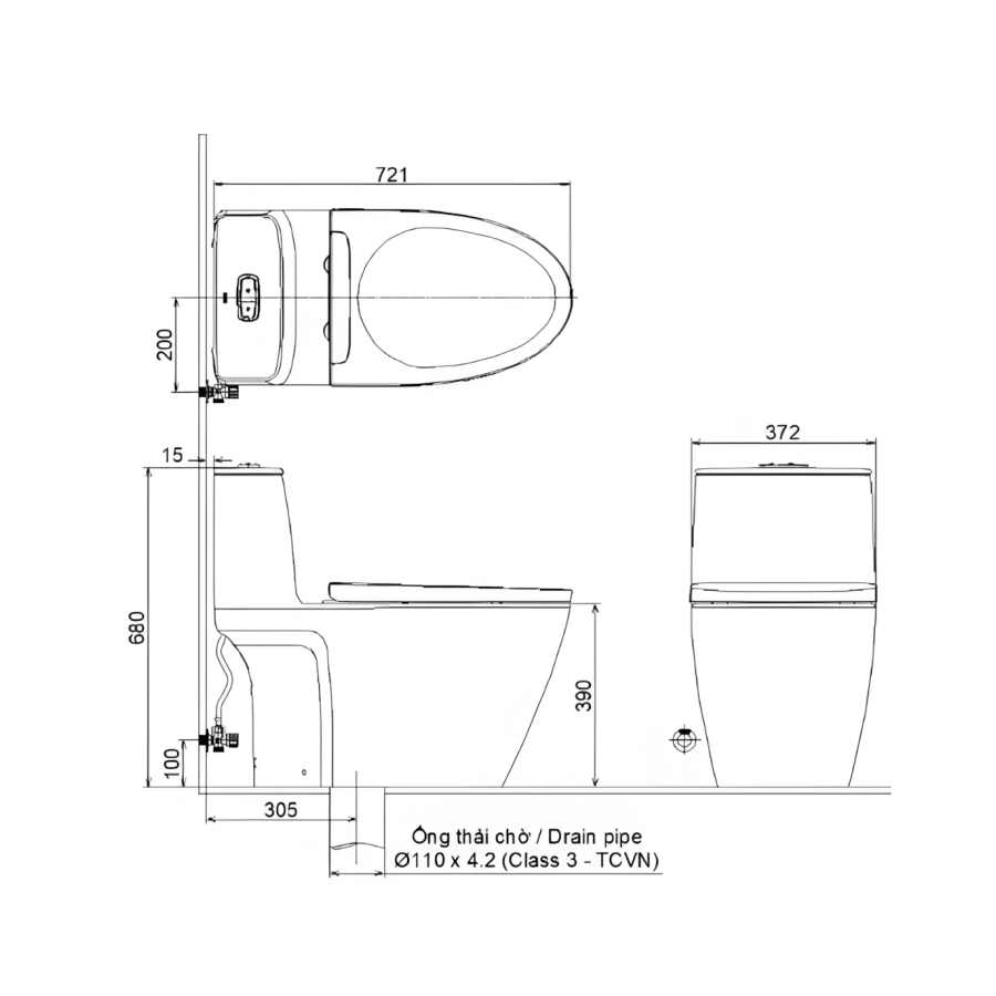 Bồn Cầu INAX ACT-902/CW-H18VN Nắp Điện Tử Xả Cảm Ứng