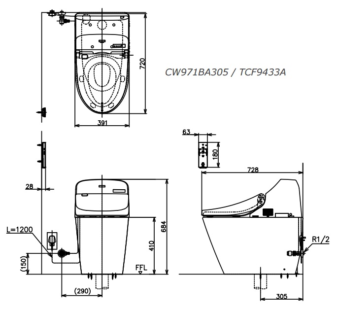 Bồn Cầu Thông Minh TOTO C971/TCF9433A GG