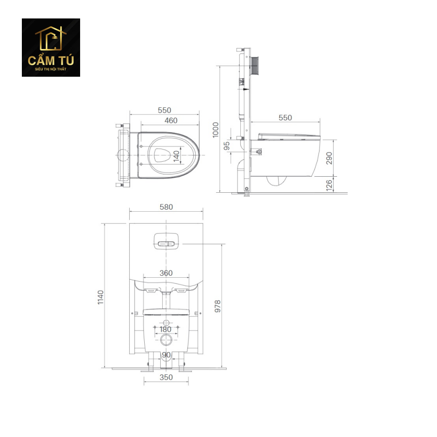 Bồn Cầu INAX AC-952VN (AC952VN) Treo Tường