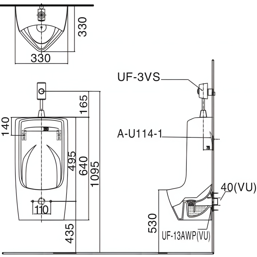 Bồn Tiểu Nam Treo Tường Inax AU-431VR AquaCeramic