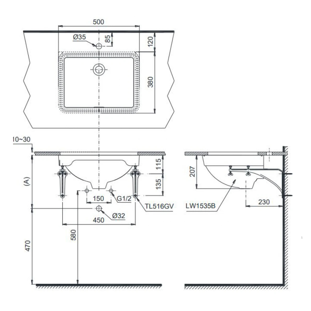 Chậu Lavabo TOTO LW1535V Âm Bàn