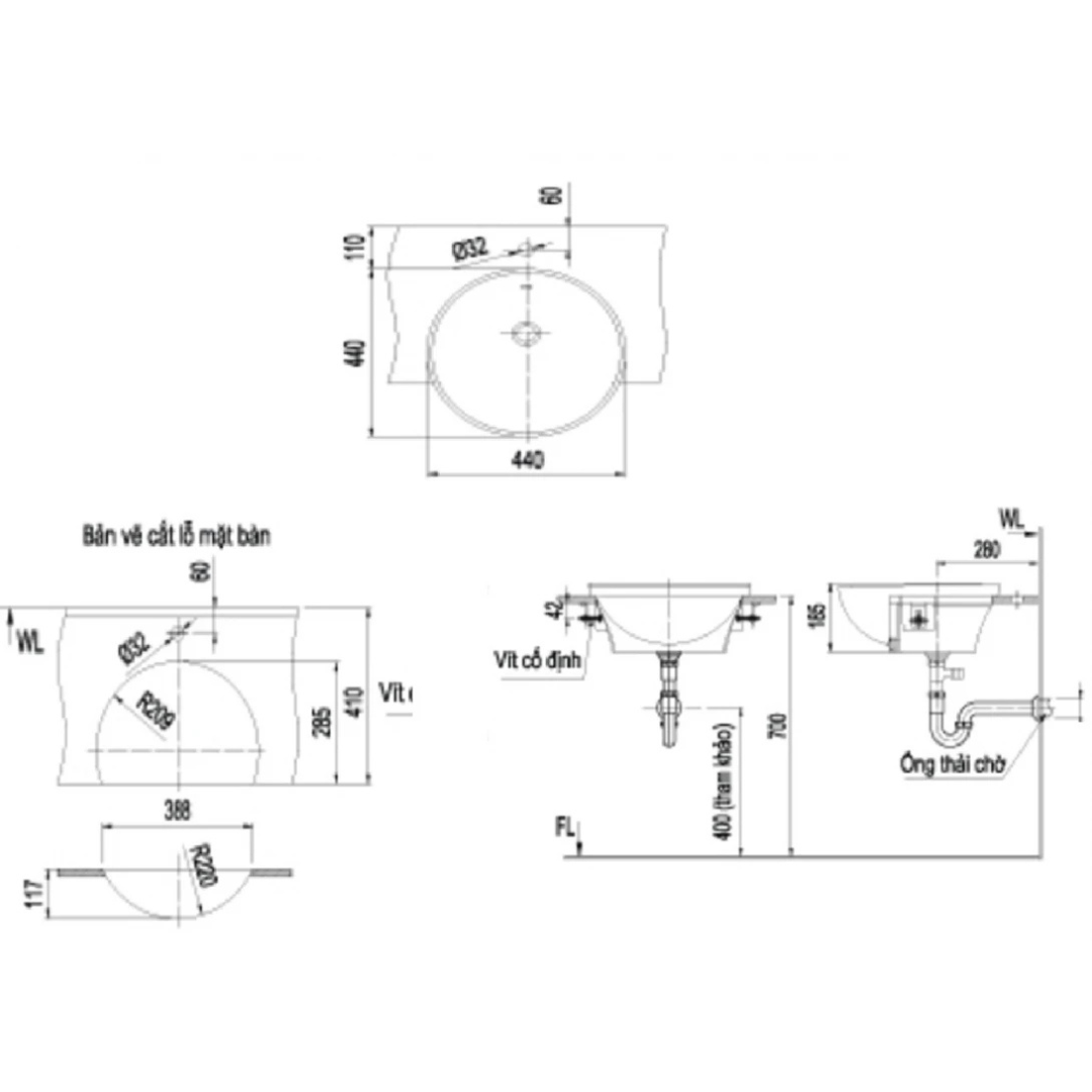 Chậu Rửa Mặt Lavabo Inax AL-333V (AL333V) Bán Âm AquaCeramic