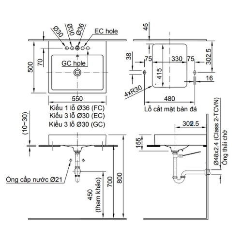 Chậu Rửa Lavabo Inax AL-536V (AL536V) Đặt Bàn AquaCeramic