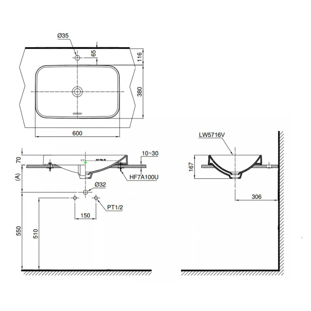 Chậu Rửa Lavabo TOTO LT5716 Đặt Bàn