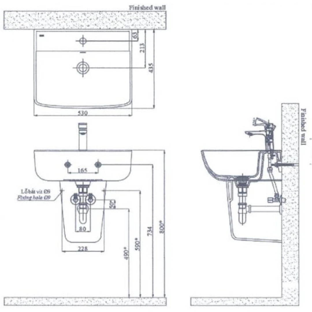 Lavabo Inax Treo Tường AL-312V (AL312V) Aqua Ceramic