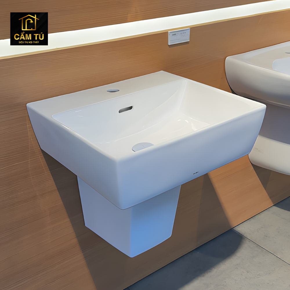 Chậu Rửa Mặt Lavabo TOTO LHT328C Chữ Nhật Treo Tường Chân Ngắn