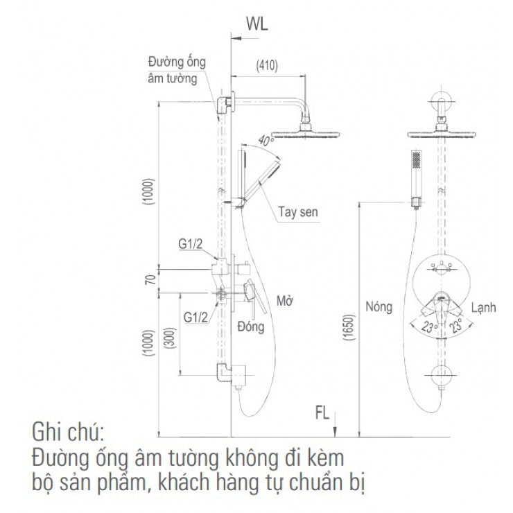 Sen Tắm Âm Tường Inax BFV-71SEW Nóng Lạnh