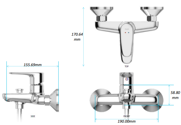 Vòi Sen Tắm Nóng Lạnh Inax BFV-1113S-8C (BFV1113S8C) Tay Sen Tăng Áp