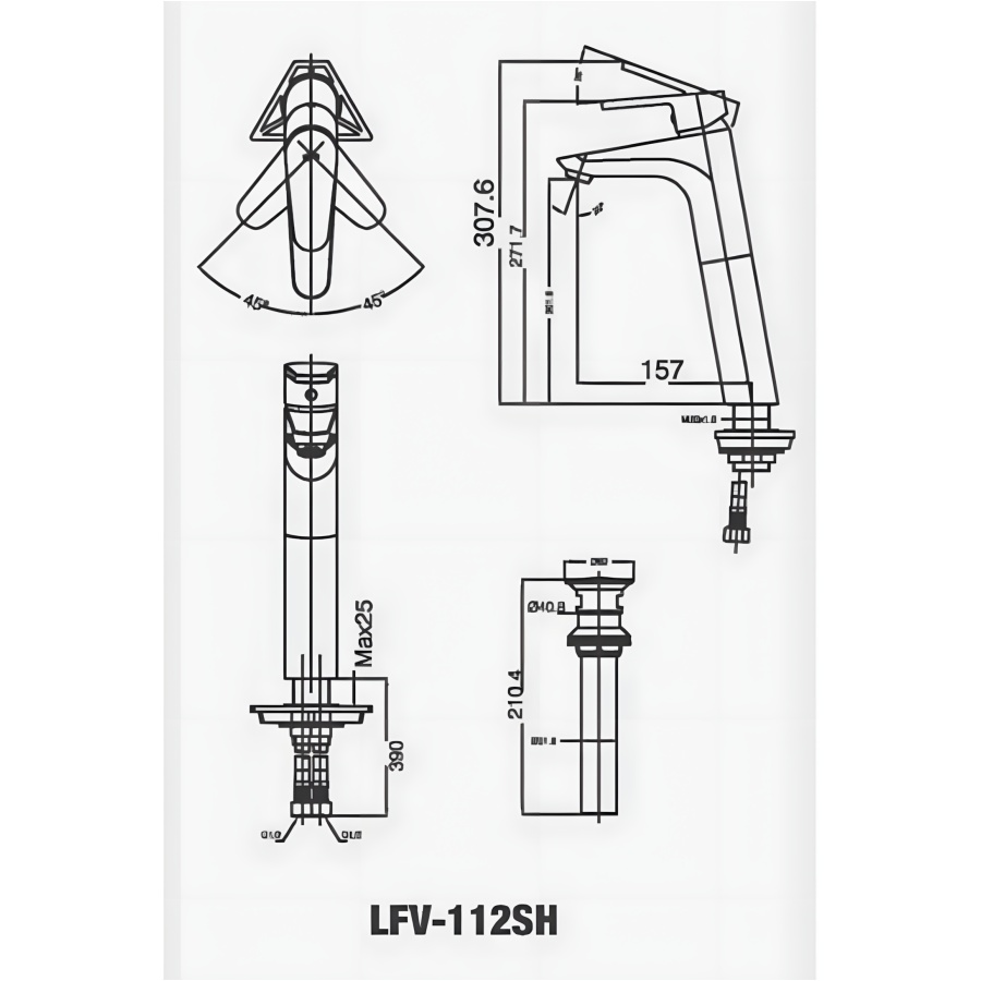 Vòi Lavabo Nóng Lạnh Inax LFV-112SH Thân Cao Xả Nhấn