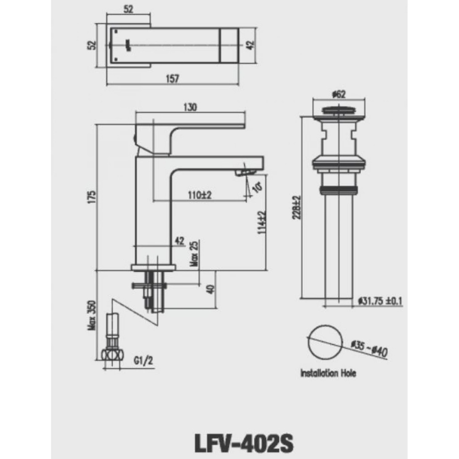Vòi Lavabo Nóng Lạnh Inax LFV-402S