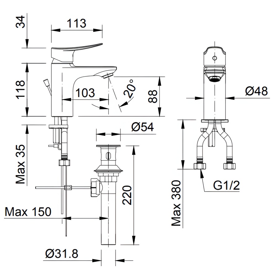 Vòi Lavabo Nóng Lạnh Inax LFV-502S Thân Thấp