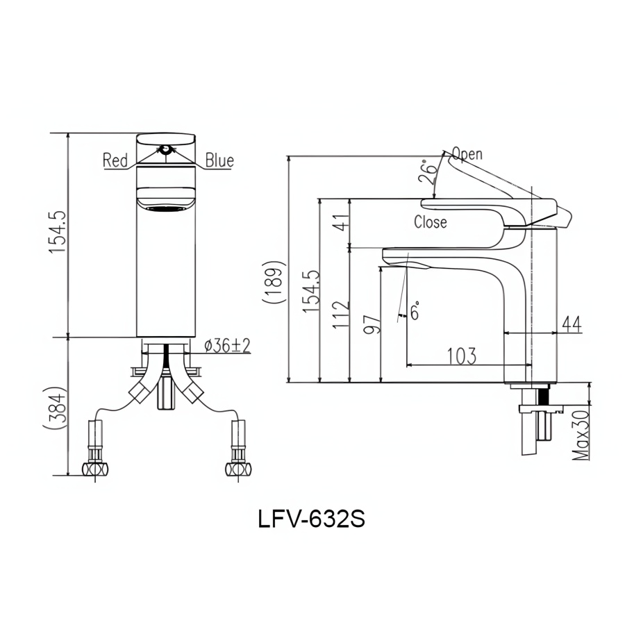 Vòi Lavabo Nóng Lạnh Inax LFV-632S