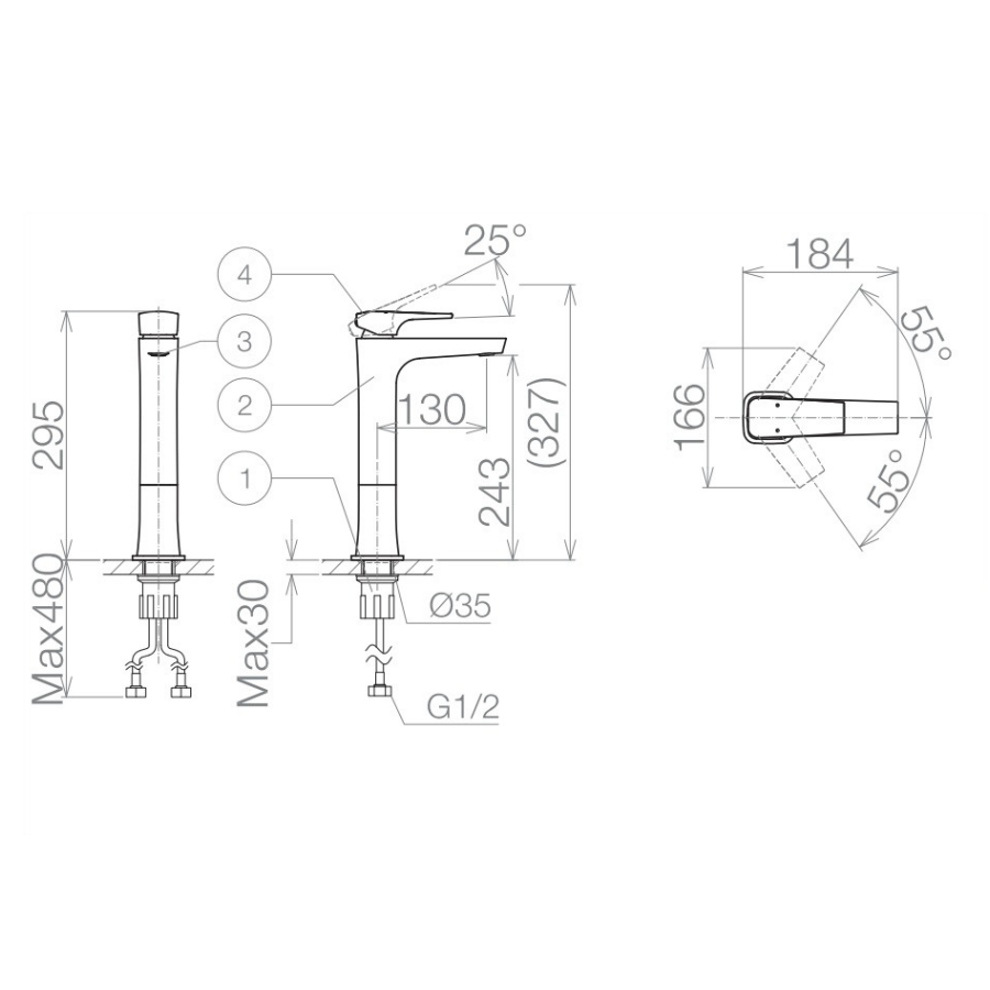 Vòi Lavabo Nóng Lạnh Viglacera VG143.1 Thân Cao