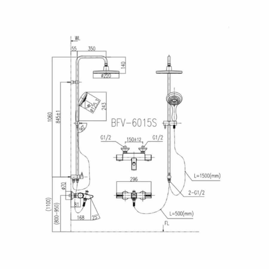 Vòi Sen Cây Inax BFV-6015S Nhiệt Độ