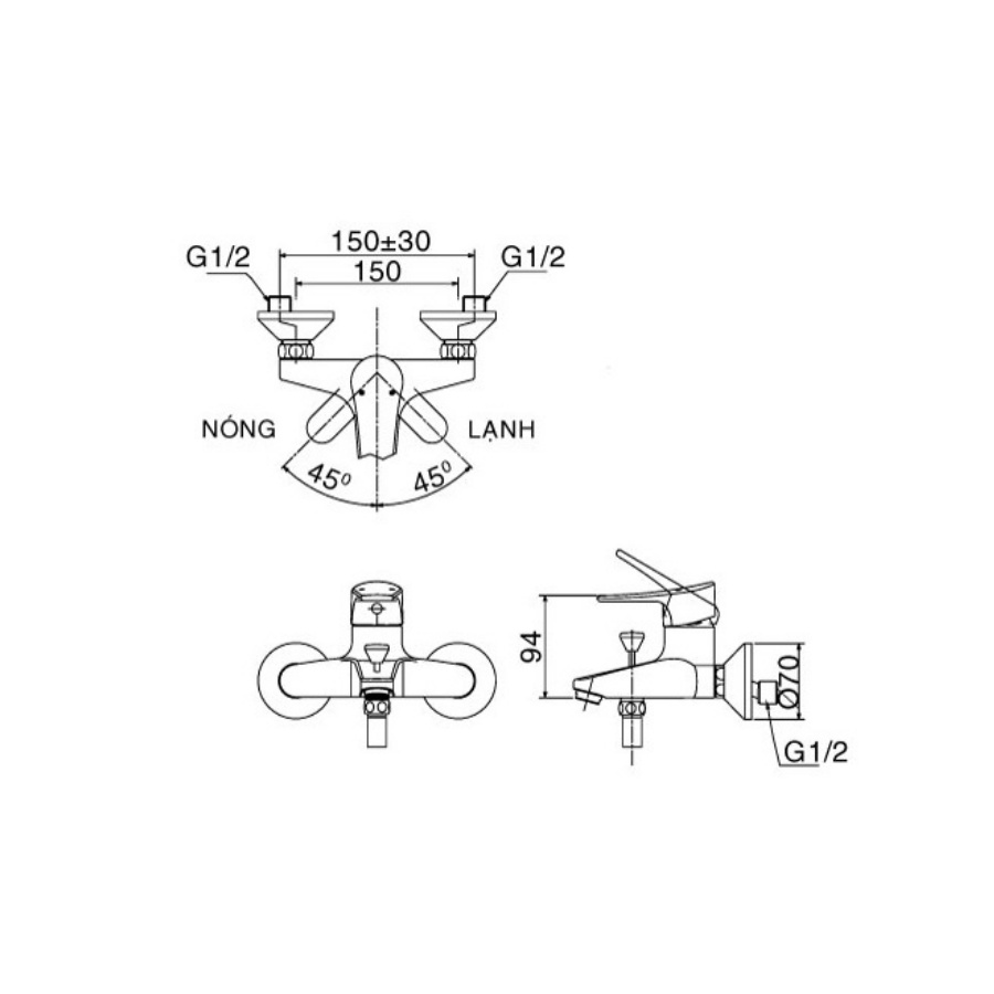 Vòi Sen Nóng Lạnh Inax BFV-1003S-2C (BFV1003S2C) Tay Sen Mạ